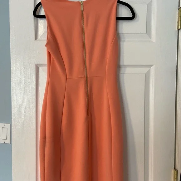Salmon color Calvin Klein dress hemmed! Worn once for wedding - Picture 3 of 5